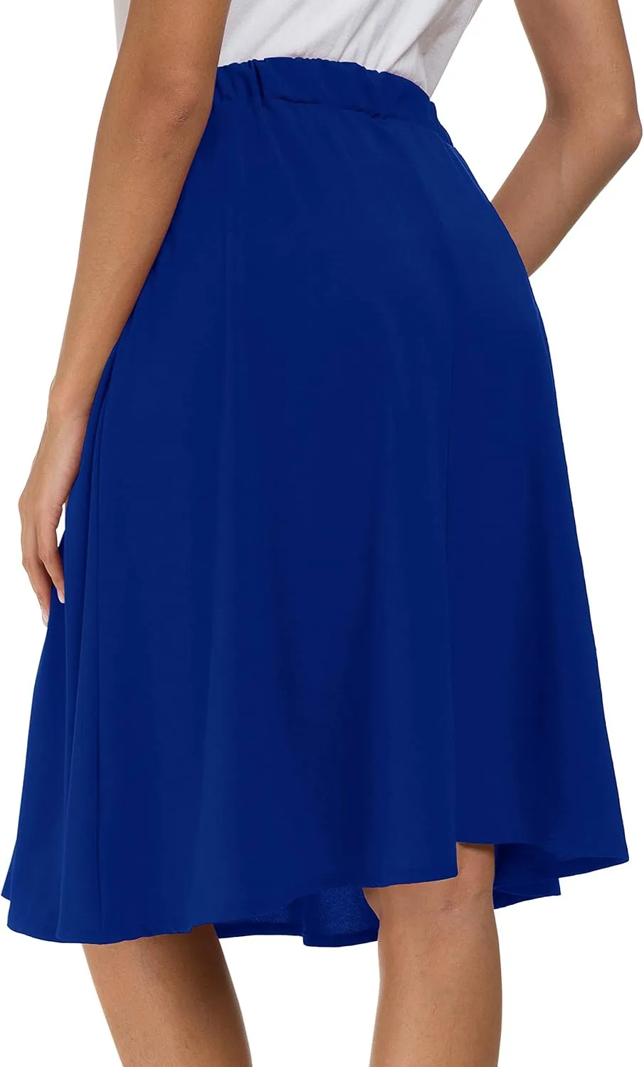 Afibi Womens High Waisted A Line Pleated Midi Skirt Button Front Skirts with Pocket
