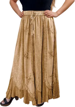 Agan Traders Women's 2025 Summer Medieval High Waisted Maxi Skirts for Women - A Line Drawstring Embroidered Long Maxi Skirt