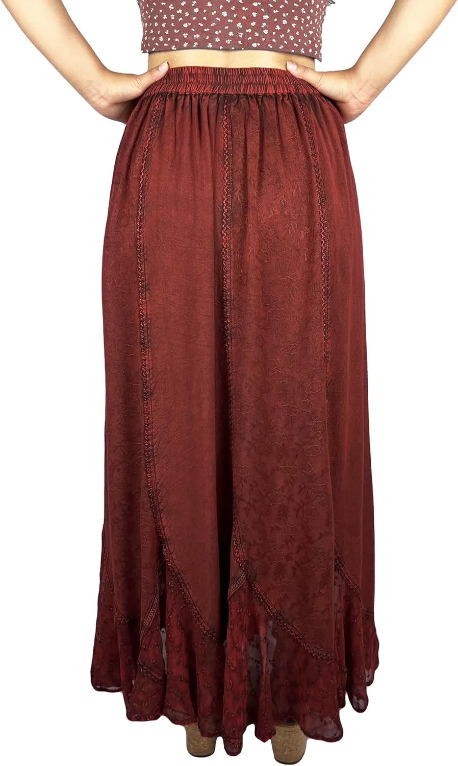 Agan Traders Women's 2025 Summer Medieval High Waisted Maxi Skirts for Women - A Line Drawstring Embroidered Long Maxi Skirt