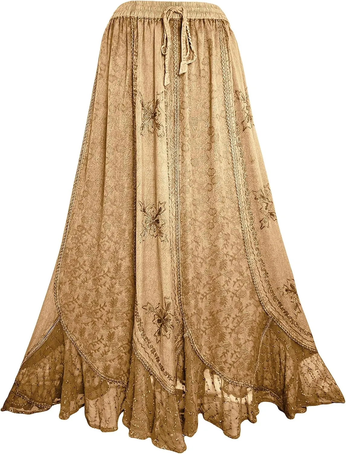 Agan Traders Women's 2025 Summer Medieval High Waisted Maxi Skirts for Women - A Line Drawstring Embroidered Long Maxi Skirt