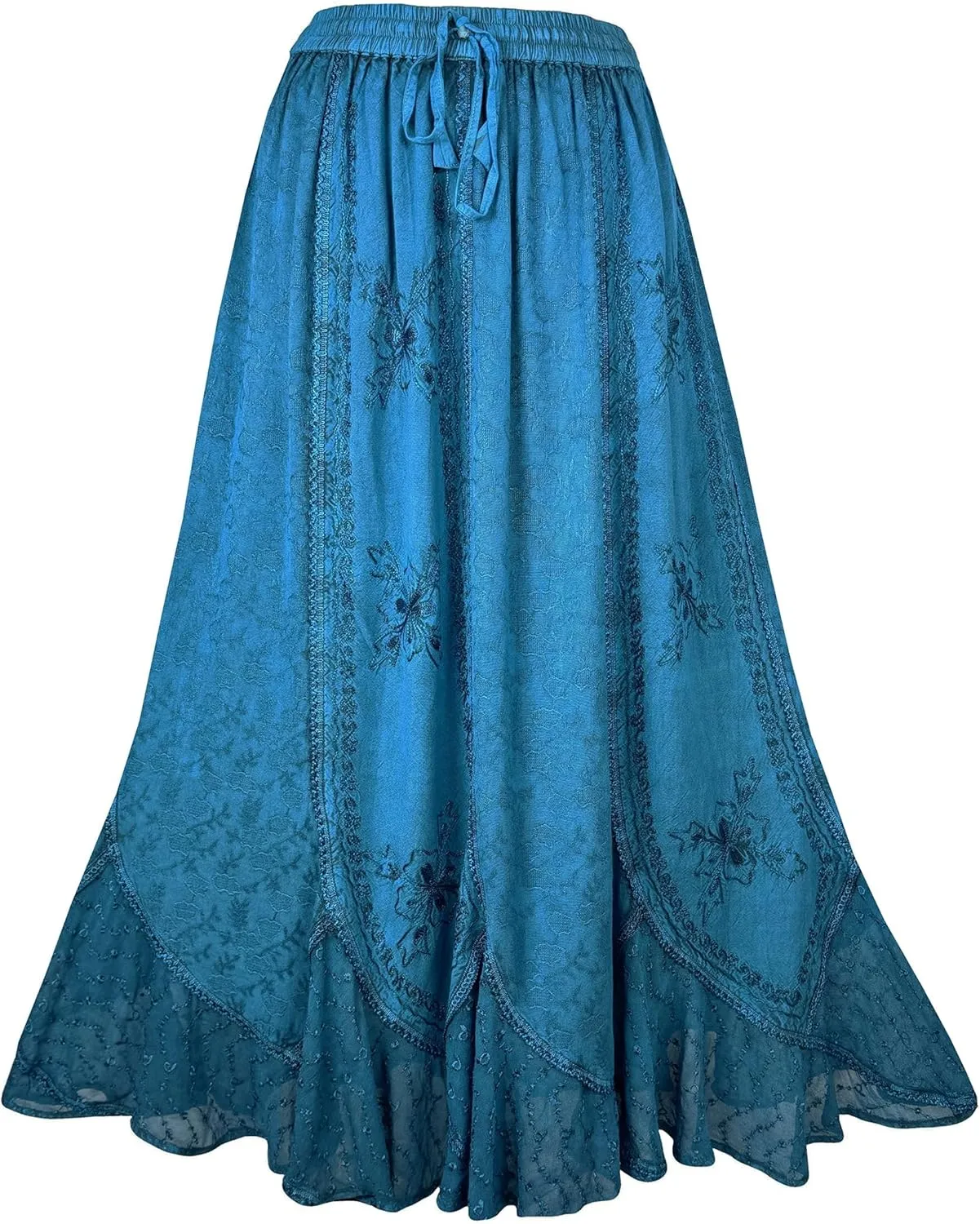 Agan Traders Women's 2025 Summer Medieval High Waisted Maxi Skirts for Women - A Line Drawstring Embroidered Long Maxi Skirt