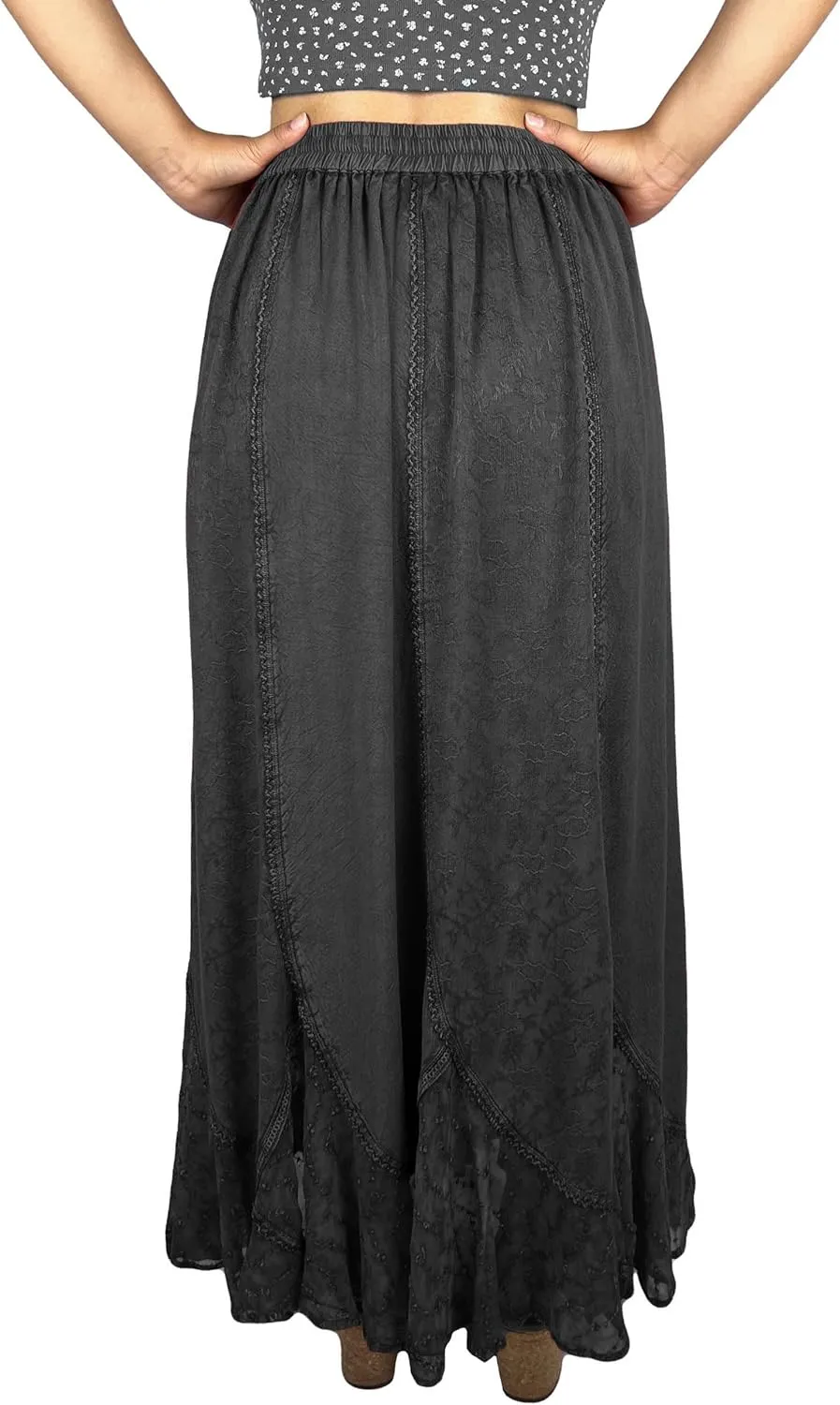 Agan Traders Women's 2025 Summer Medieval High Waisted Maxi Skirts for Women - A Line Drawstring Embroidered Long Maxi Skirt