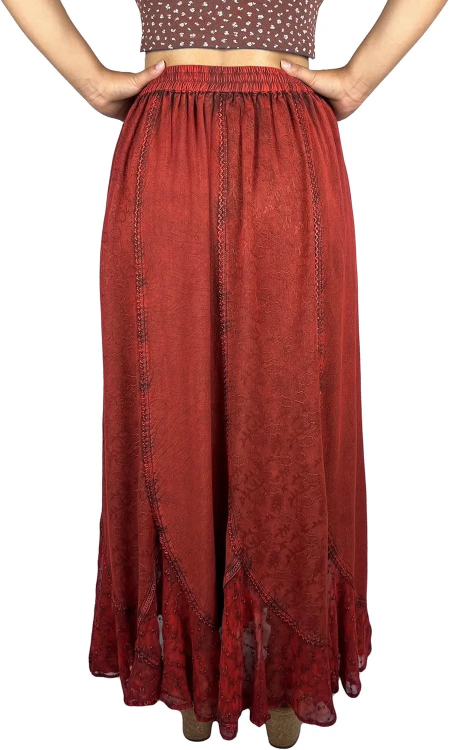 Agan Traders Women's 2025 Summer Medieval High Waisted Maxi Skirts for Women - A Line Drawstring Embroidered Long Maxi Skirt