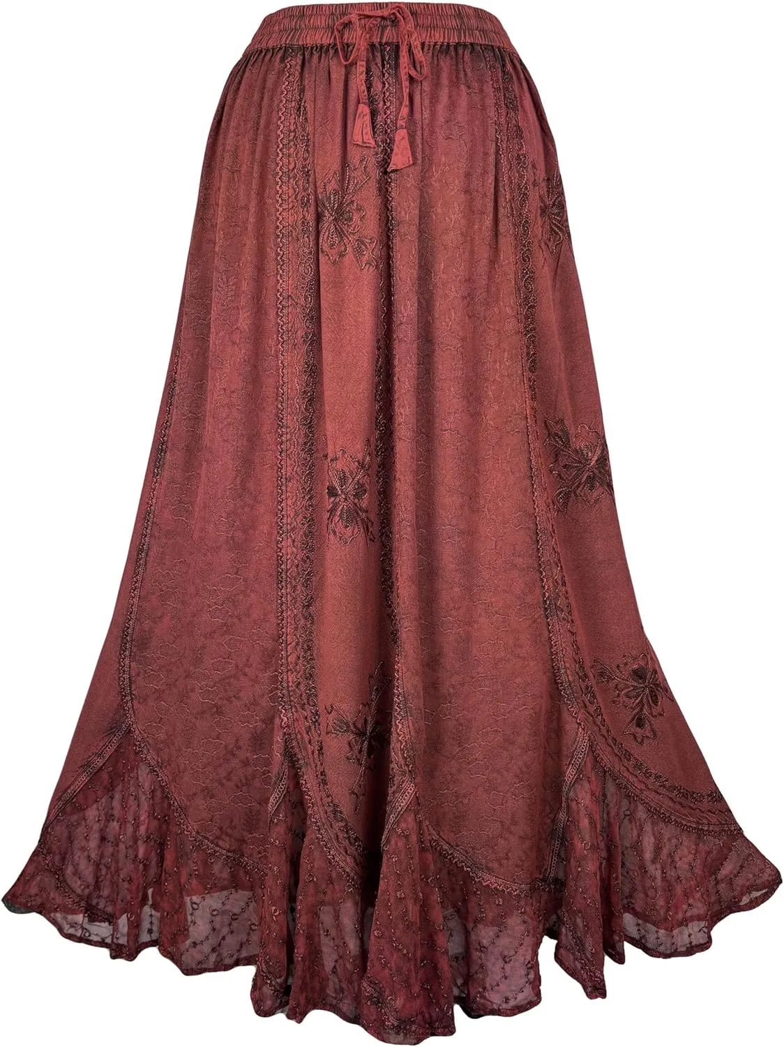 Agan Traders Women's 2025 Summer Medieval High Waisted Maxi Skirts for Women - A Line Drawstring Embroidered Long Maxi Skirt