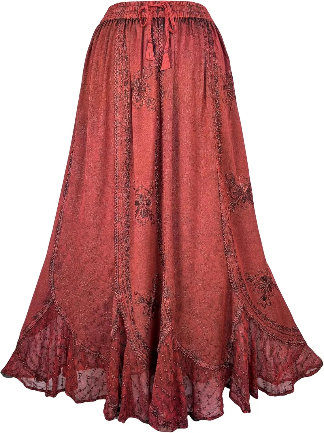 Agan Traders Women's 2025 Summer Medieval High Waisted Maxi Skirts for Women - A Line Drawstring Embroidered Long Maxi Skirt