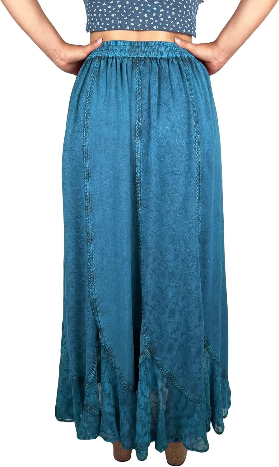 Agan Traders Women's 2025 Summer Medieval High Waisted Maxi Skirts for Women - A Line Drawstring Embroidered Long Maxi Skirt