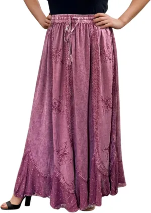 Agan Traders Women's 2025 Summer Medieval High Waisted Maxi Skirts for Women - A Line Drawstring Embroidered Long Maxi Skirt