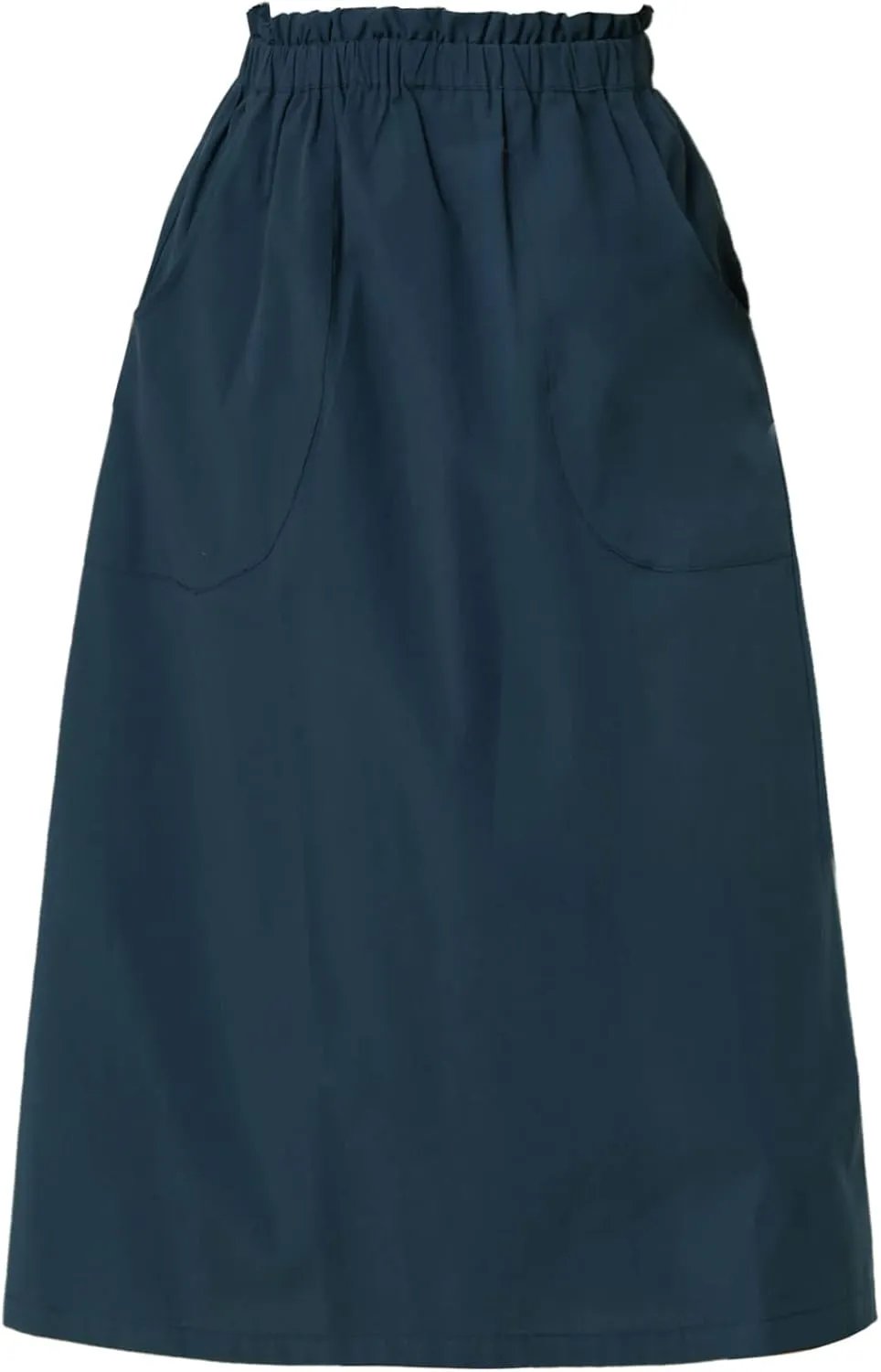 Allegra K Women's Casual Cotton Skirt Elastic Waist Scrub Peasant A-Line Midi Skirts with Pockets