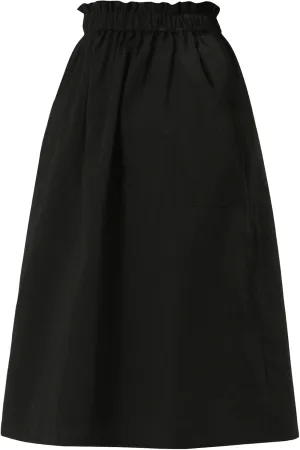 Allegra K Women's Casual Cotton Skirt Elastic Waist Scrub Peasant A-Line Midi Skirts with Pockets