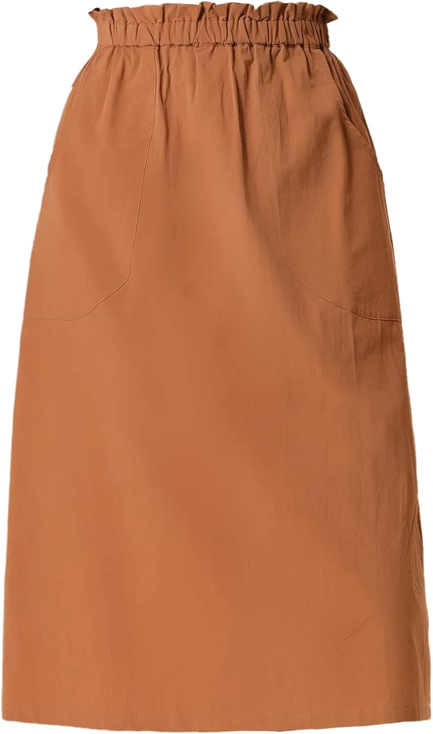 Allegra K Women's Casual Cotton Skirt Elastic Waist Scrub Peasant A-Line Midi Skirts with Pockets