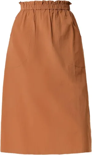 Allegra K Women's Casual Cotton Skirt Elastic Waist Scrub Peasant A-Line Midi Skirts with Pockets