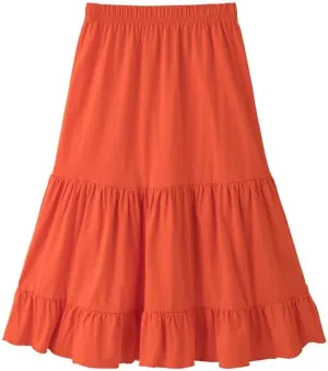 ALWAYSONE Girls' Casual Midi Skirt Soft Cotton Maxi Skirts Long Skirt with Elastic Waist for Girls 3-14 YearXS-2XL