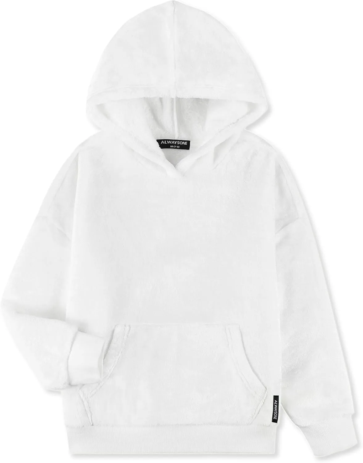 ALWAYSONE Girls Oversize Sweatshirt Soft Sherpa Pullover Fluffy Coat with Pocket Fuzzy Fleece Hoodie 3-12 Years