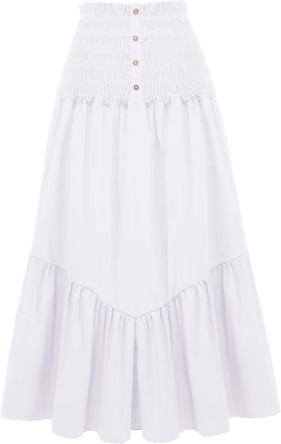 BeryLove Womens Summer Boho Flowy Tiered A-Line Midi Skirt 2025 Fashion Elastic Waist Pleated Long Beach Skirt