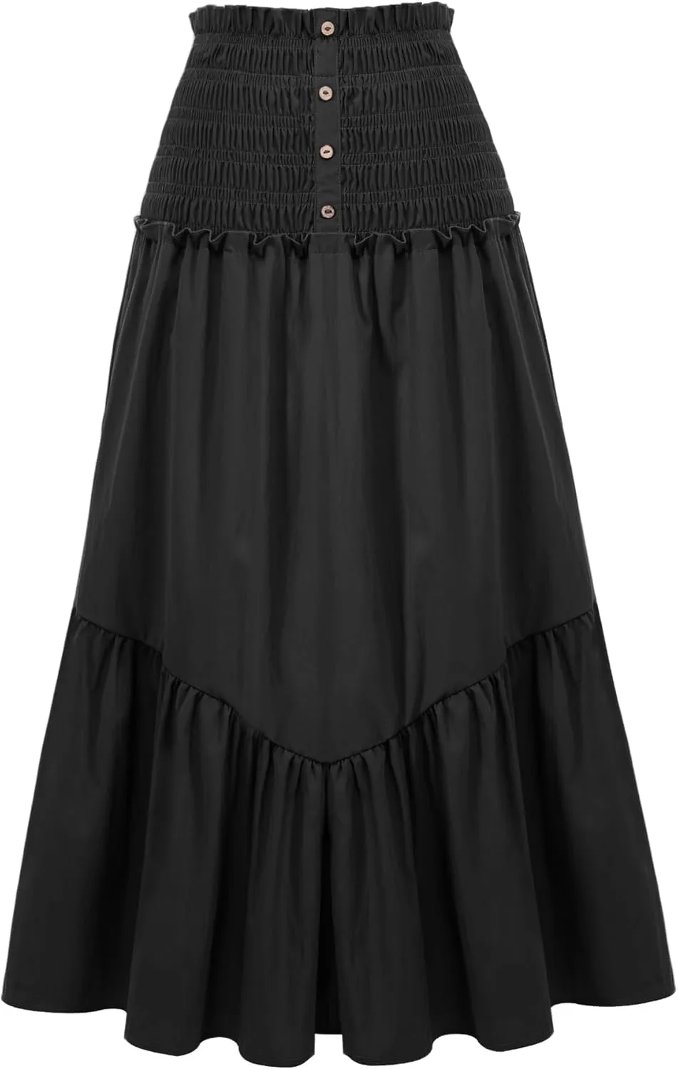 BeryLove Womens Summer Boho Flowy Tiered A-Line Midi Skirt 2025 Fashion Elastic Waist Pleated Long Beach Skirt