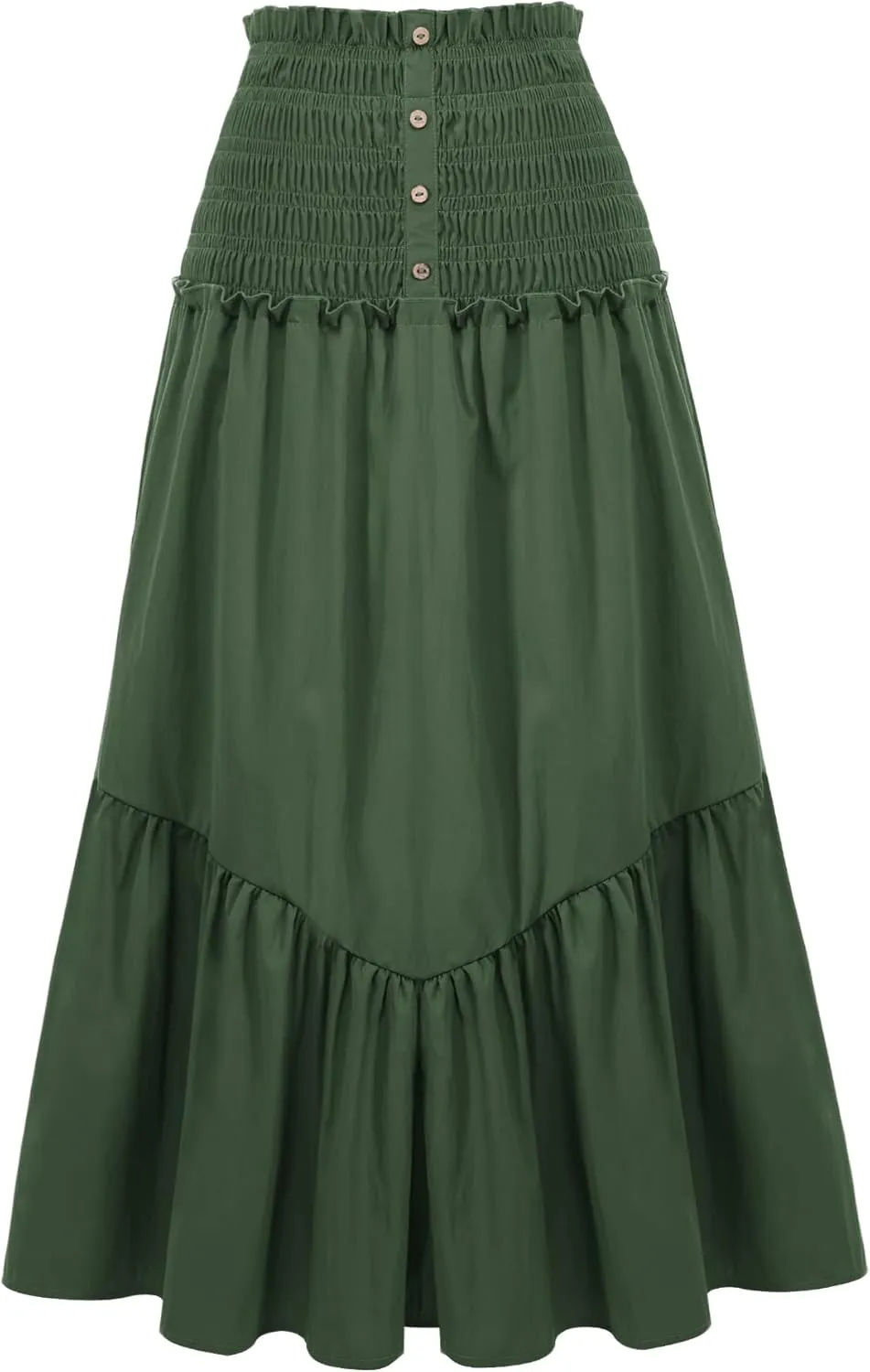 BeryLove Womens Summer Boho Flowy Tiered A-Line Midi Skirt 2025 Fashion Elastic Waist Pleated Long Beach Skirt