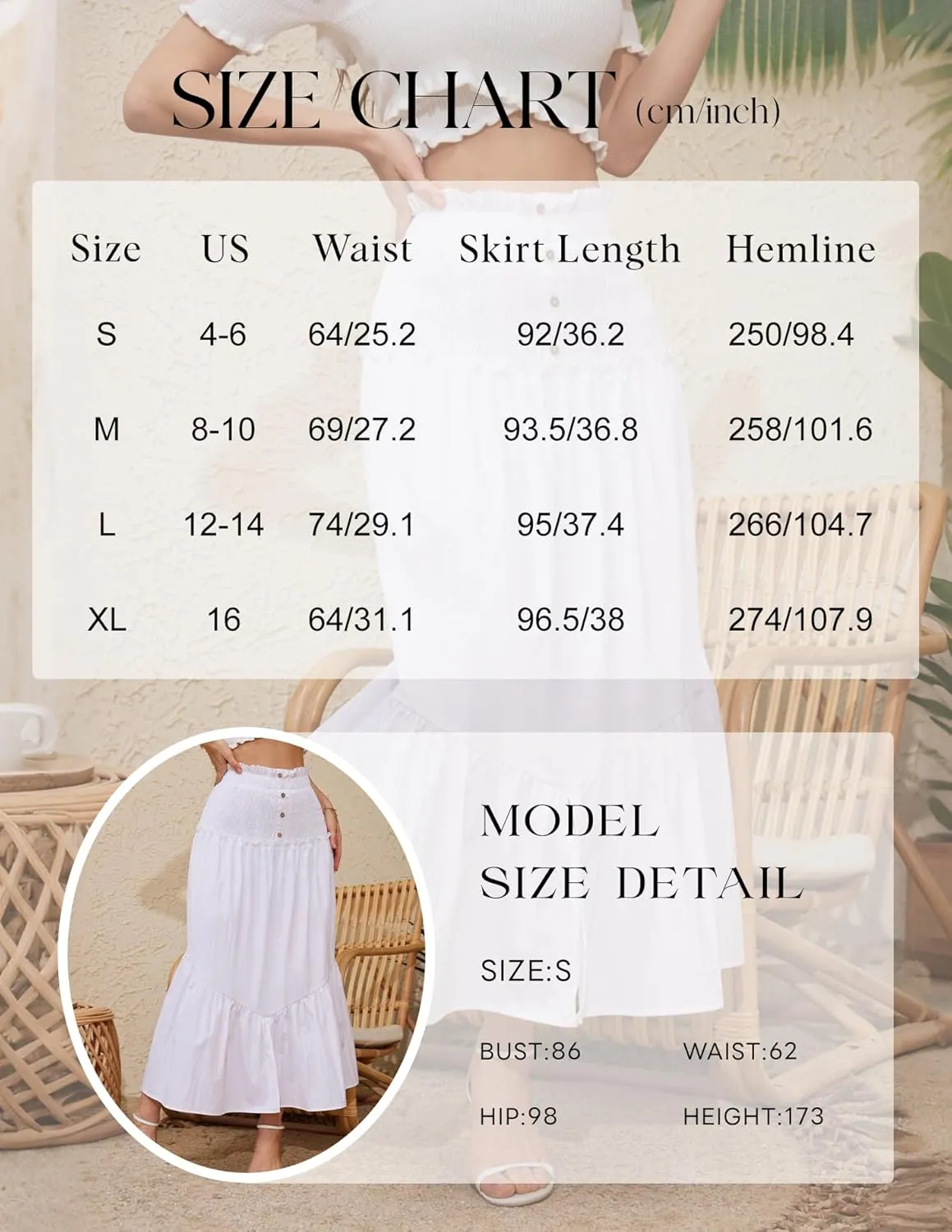 BeryLove Womens Summer Boho Flowy Tiered A-Line Midi Skirt 2025 Fashion Elastic Waist Pleated Long Beach Skirt
