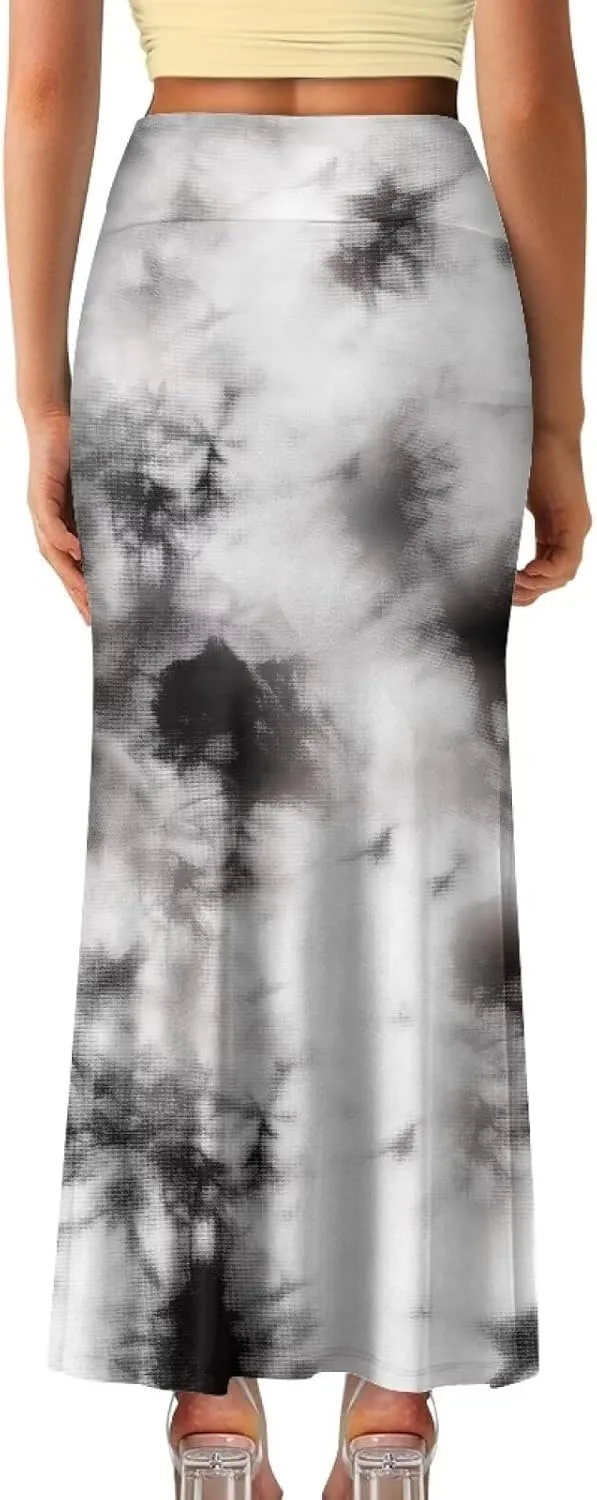 Biyejit Womens Basic Foldable High Waist Long Skirts Regular and Plus Size Maxi Skirts S-2XL