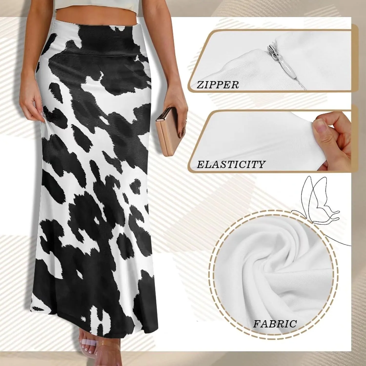 Biyejit Womens Basic Foldable High Waist Long Skirts Regular and Plus Size Maxi Skirts S-2XL