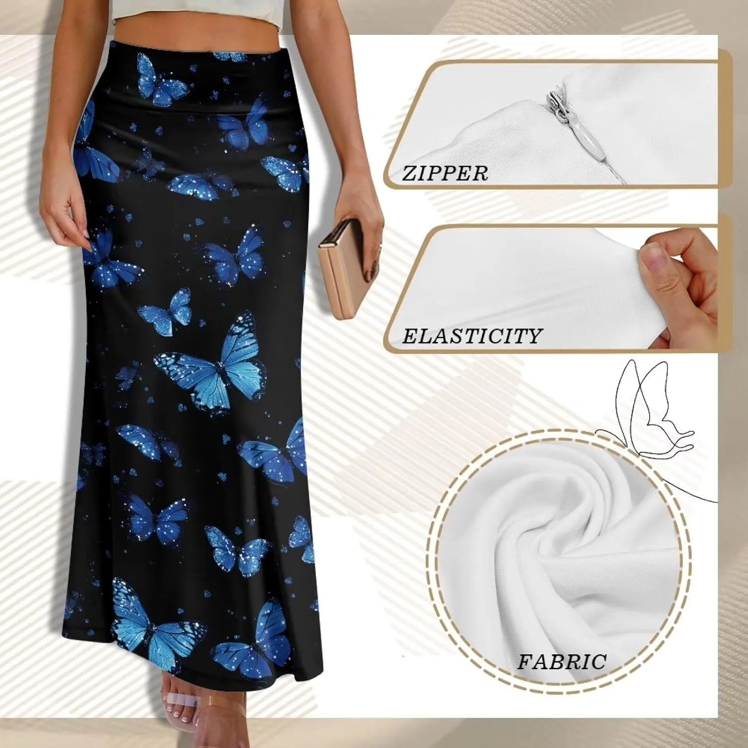 Biyejit Womens Basic Foldable High Waist Long Skirts Regular and Plus Size Maxi Skirts S-2XL