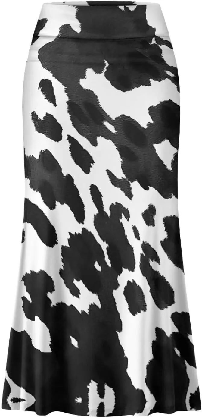 Biyejit Womens Basic Foldable High Waist Long Skirts Regular and Plus Size Maxi Skirts S-2XL