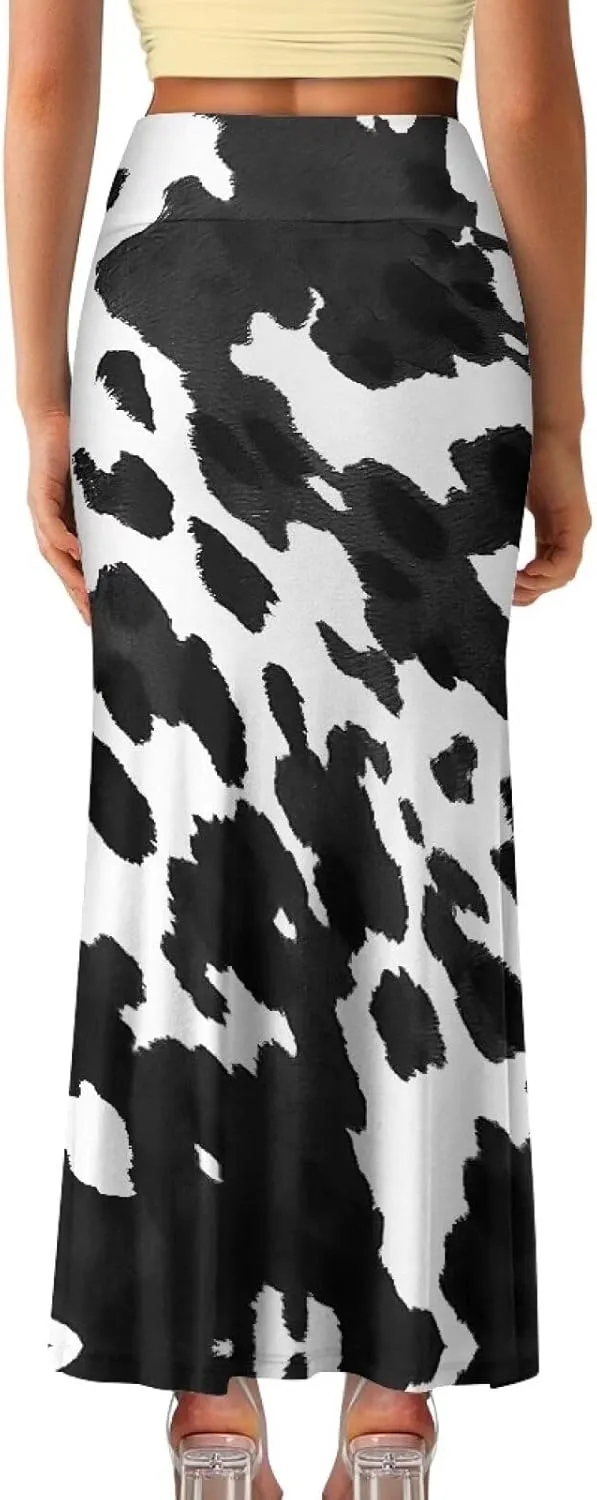 Biyejit Womens Basic Foldable High Waist Long Skirts Regular and Plus Size Maxi Skirts S-2XL