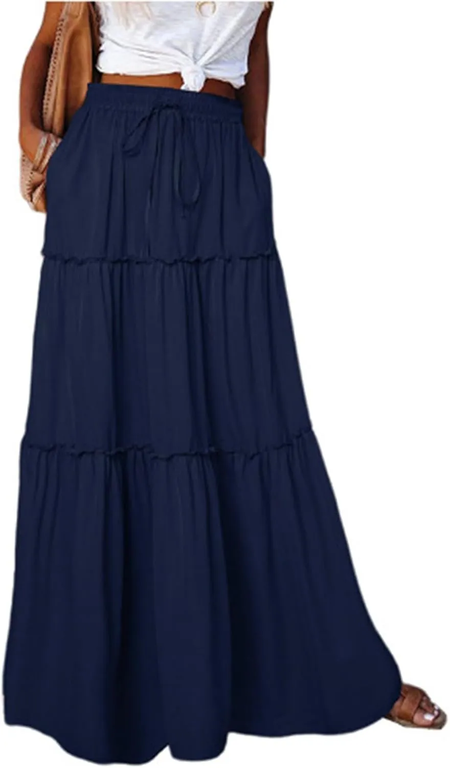Boho Skirts for Women 2025 Summer Flowy High Waist A Line Pleated Maxi Skirts Elegant Floral Beach Outfits