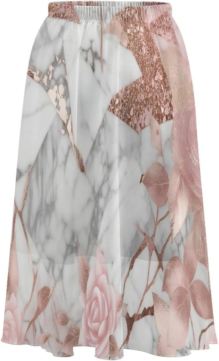 Chiffon Skirts for Women Midi Length Elastic Waist Casual Women's Flowy Maxi Skirts