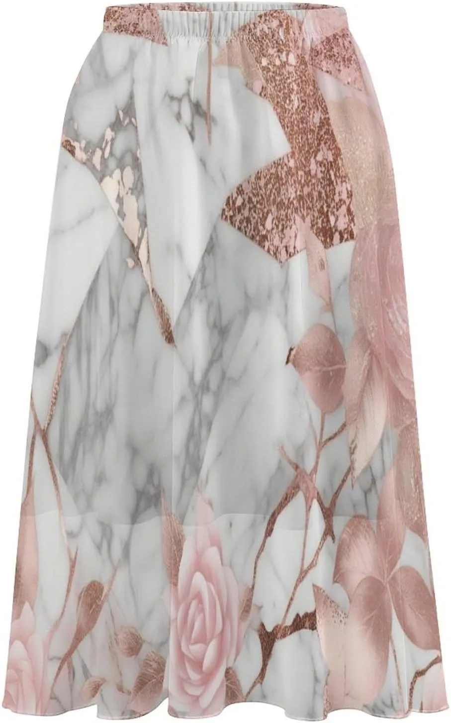 Chiffon Skirts for Women Midi Length Elastic Waist Casual Women's Flowy Maxi Skirts