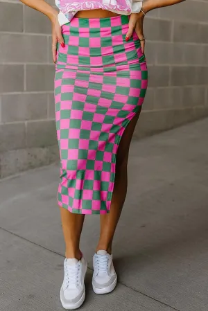 Chvity Plaid Skirts for Women Casual High Waisted Side Slit Classic Checkered Print Stretch Tight Pencil Skirt Trendy