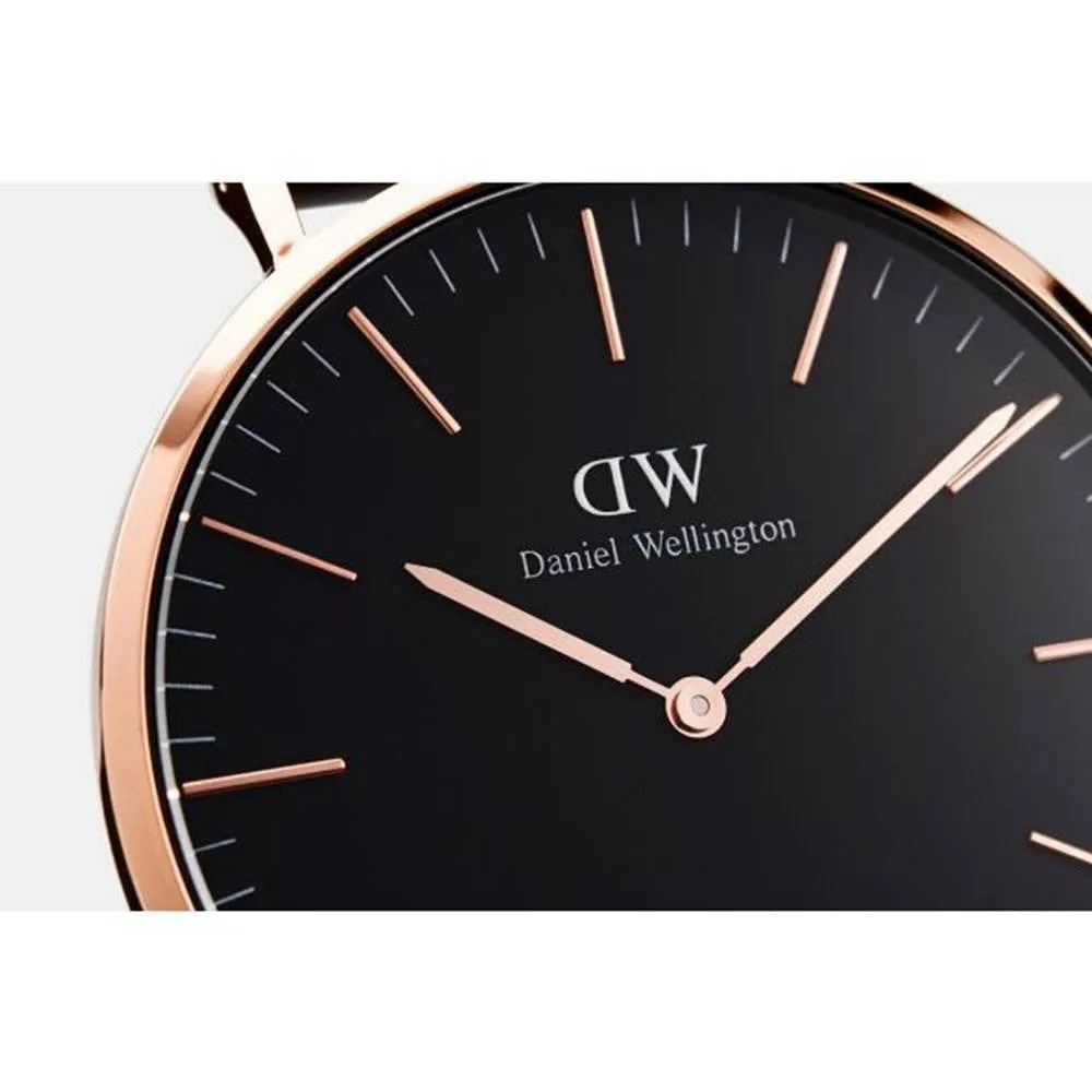 Daniel Wellington Classic Black Bristol Rose Gold Watch