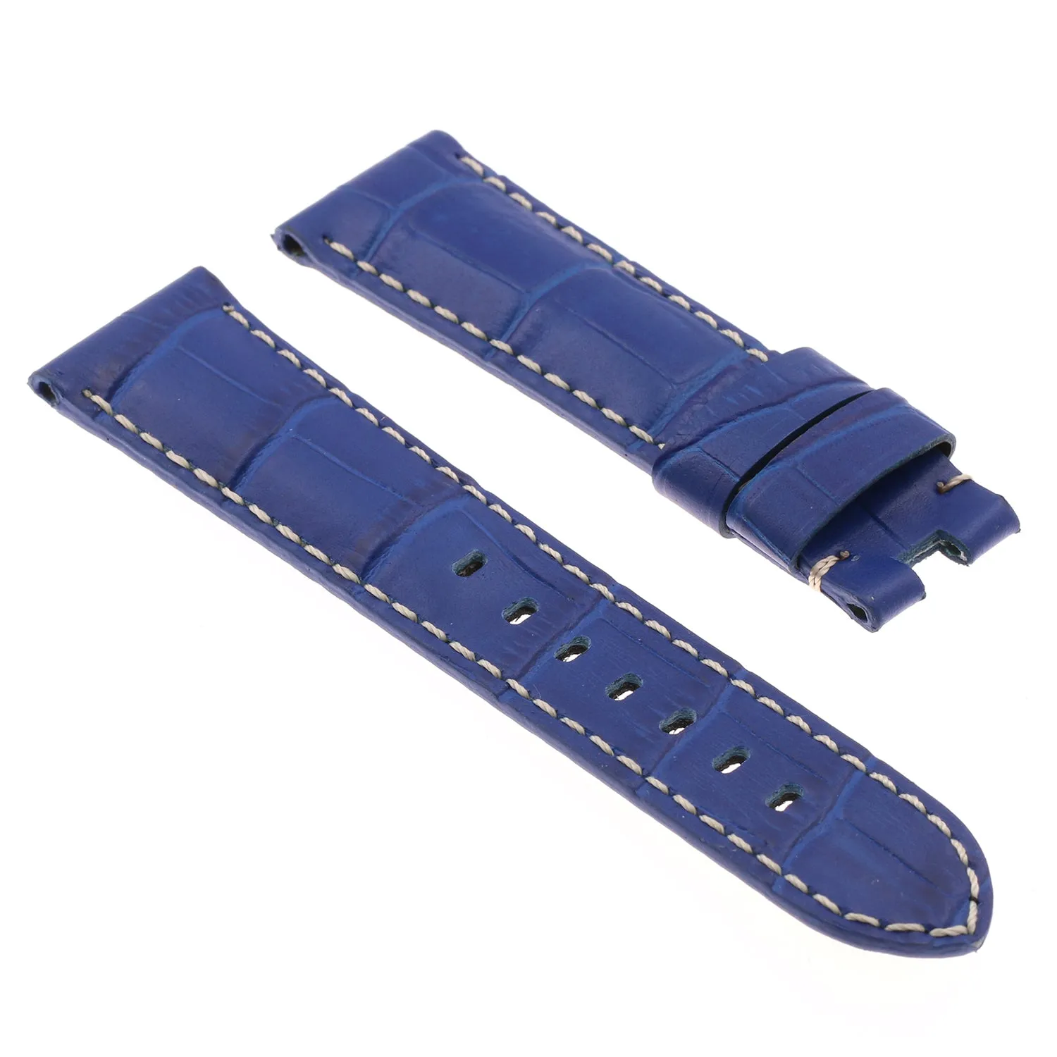 DASSARI Croc Leather Strap for Deployant Clasp Blue