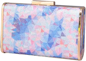 DJBM Women Exquisite Rainbow Evening Bag Chic Shiny PU Leather Clutch Purse for Birthday Nightclub