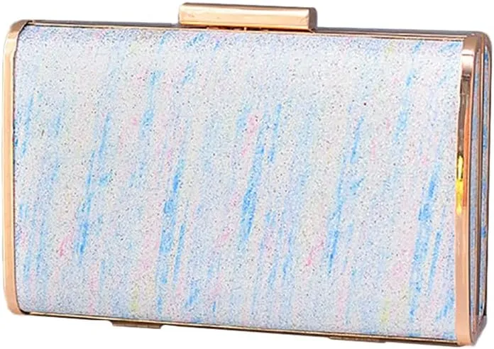 DJBM Women Exquisite Rainbow Evening Bag Chic Shiny PU Leather Clutch Purse for Birthday Nightclub