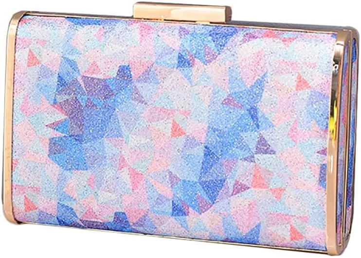 DJBM Women Exquisite Rainbow Evening Bag Chic Shiny PU Leather Clutch Purse for Birthday Nightclub