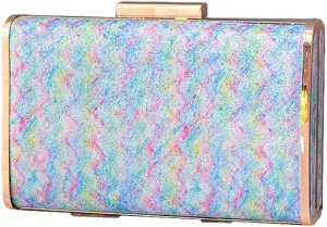DJBM Women Exquisite Rainbow Evening Bag Chic Shiny PU Leather Clutch Purse for Birthday Nightclub