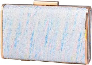 DJBM Women Exquisite Rainbow Evening Bag Chic Shiny PU Leather Clutch Purse for Birthday Nightclub