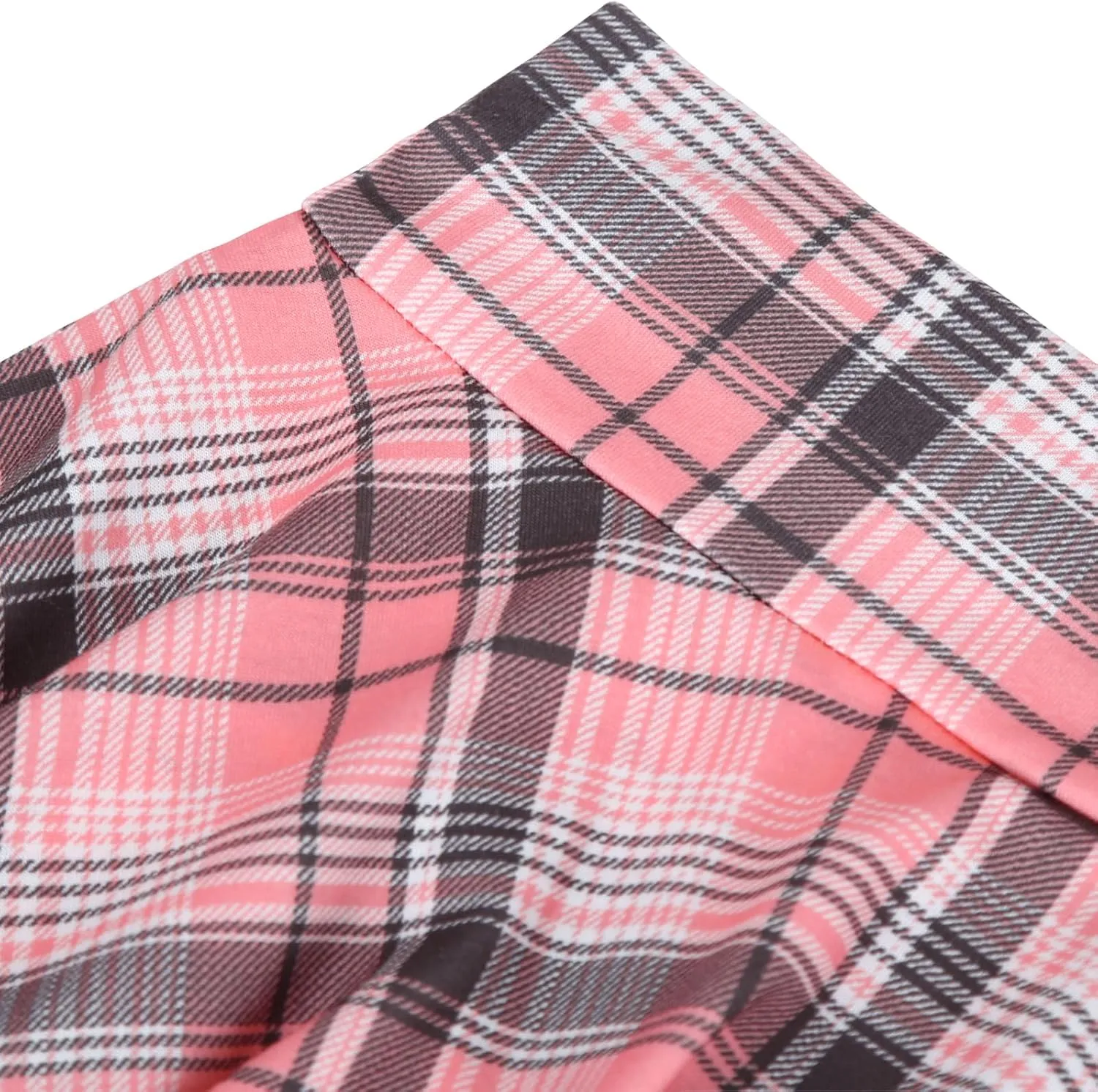 DJT Women Plaid Skirts Soft Stretchy High Waist Flared A-Line Mini Skater Skirt with Shorts