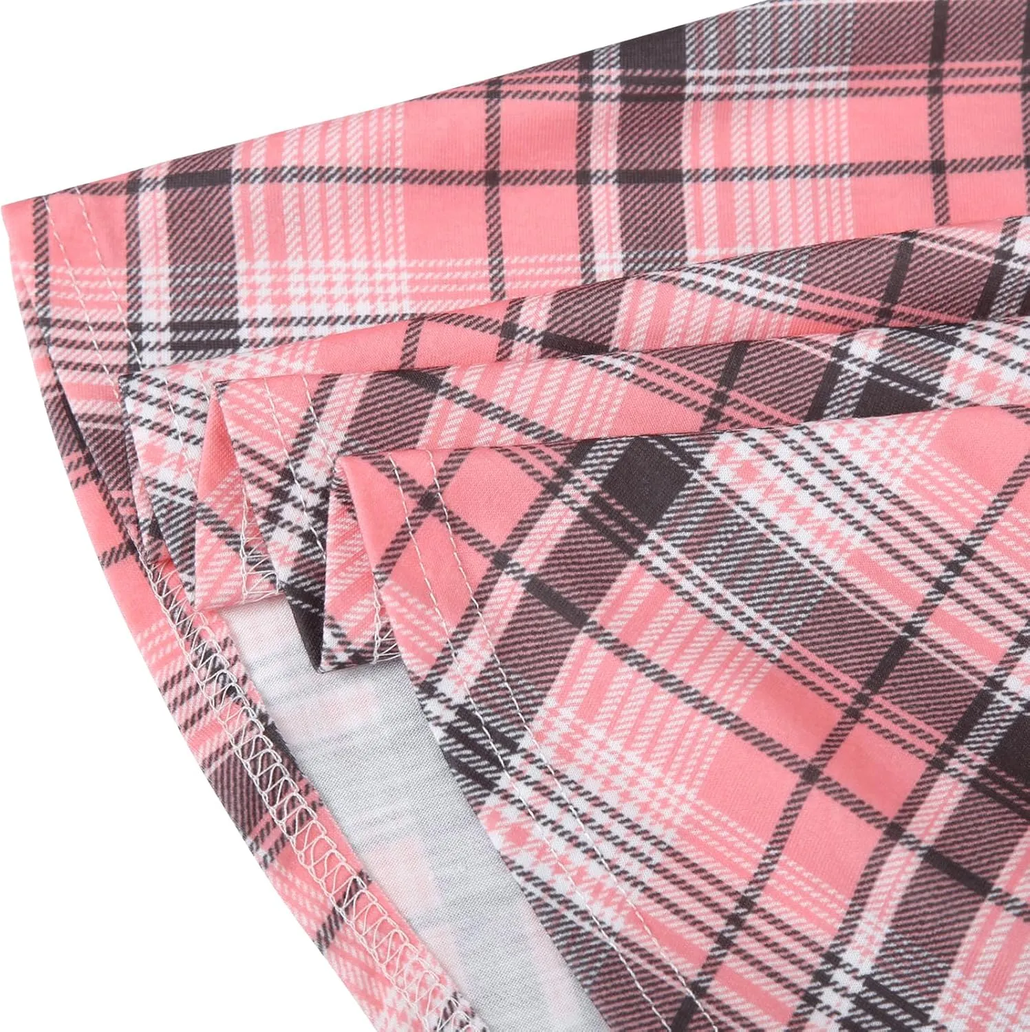 DJT Women Plaid Skirts Soft Stretchy High Waist Flared A-Line Mini Skater Skirt with Shorts