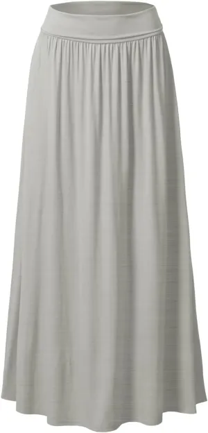 DOUBLJU Casual High Waisted Maxi Skirts Elastic Wide Waist Band Flare Ruffle Ankle Length Skirts for Womens with Plus Size