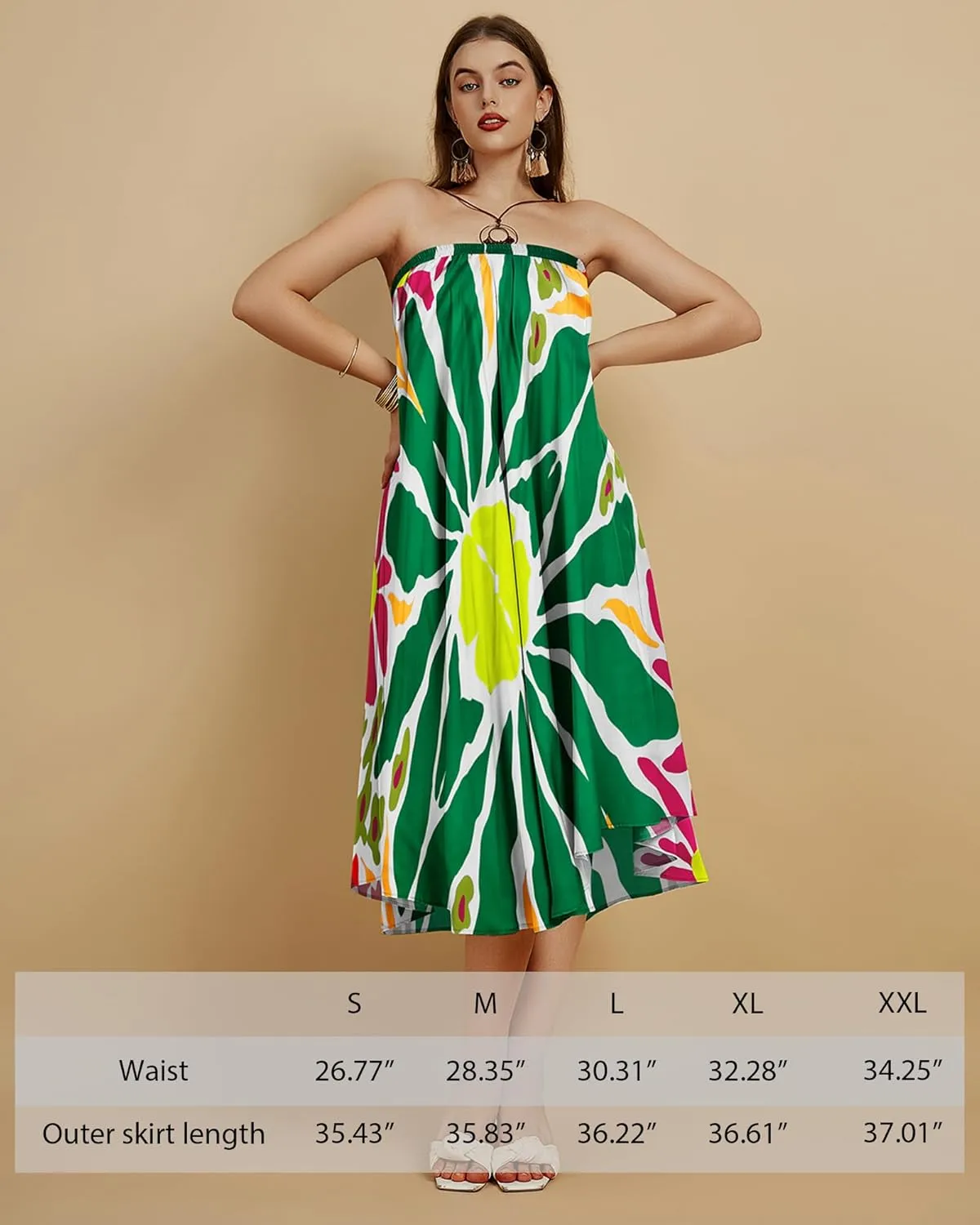 Eddoyee Women's Floral Print High-Waist Skirts Boho Casual Beach Holiday Midi Skirt Summer Swim Cover-Up Long Skirts