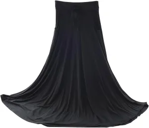 Ezcosplay Petite Modal Cotton Solid Long Elastic Waist Soft Maxi Skirt for Women Girls