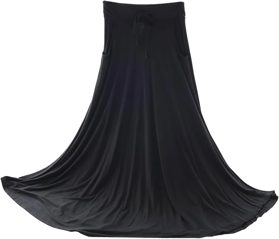 Ezcosplay Petite Modal Cotton Solid Long Elastic Waist Soft Maxi Skirt for Women Girls