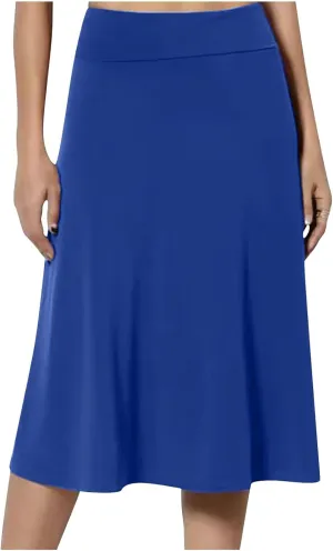Fashion Women's Midi Skirts Spring and Summer High Waist A Line Skirts Ladies Casual Solid Color Flared Skirts S-3X