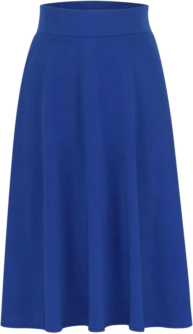Fashion Women's Midi Skirts Spring and Summer High Waist A Line Skirts Ladies Casual Solid Color Flared Skirts S-3X
