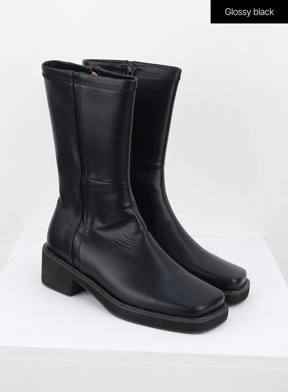Faux Leather Side Zip Boots OS302
