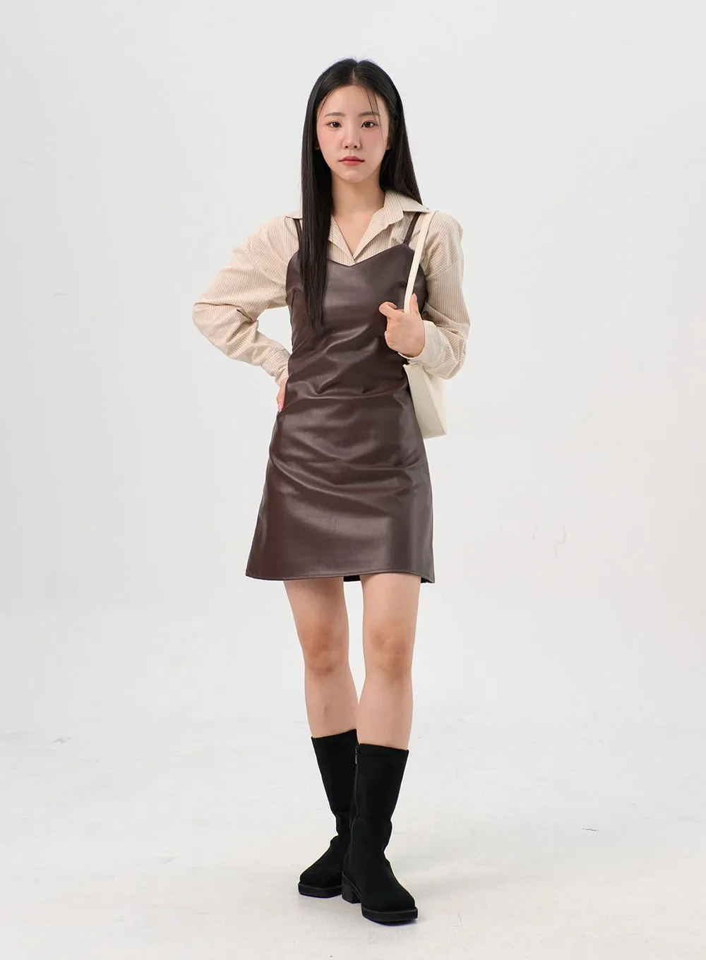 Faux Leather Side Zip Boots OS302