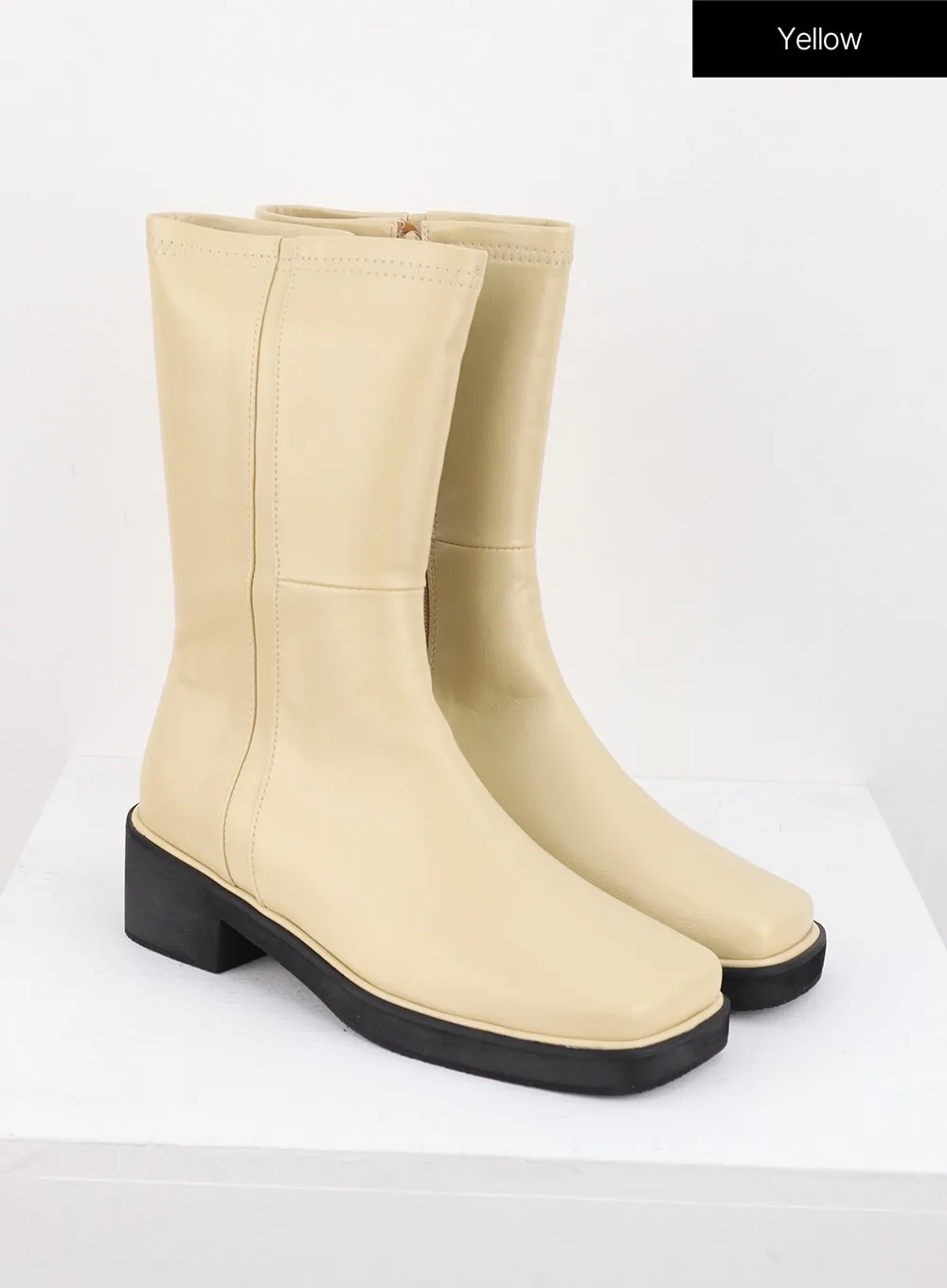 Faux Leather Side Zip Boots OS302