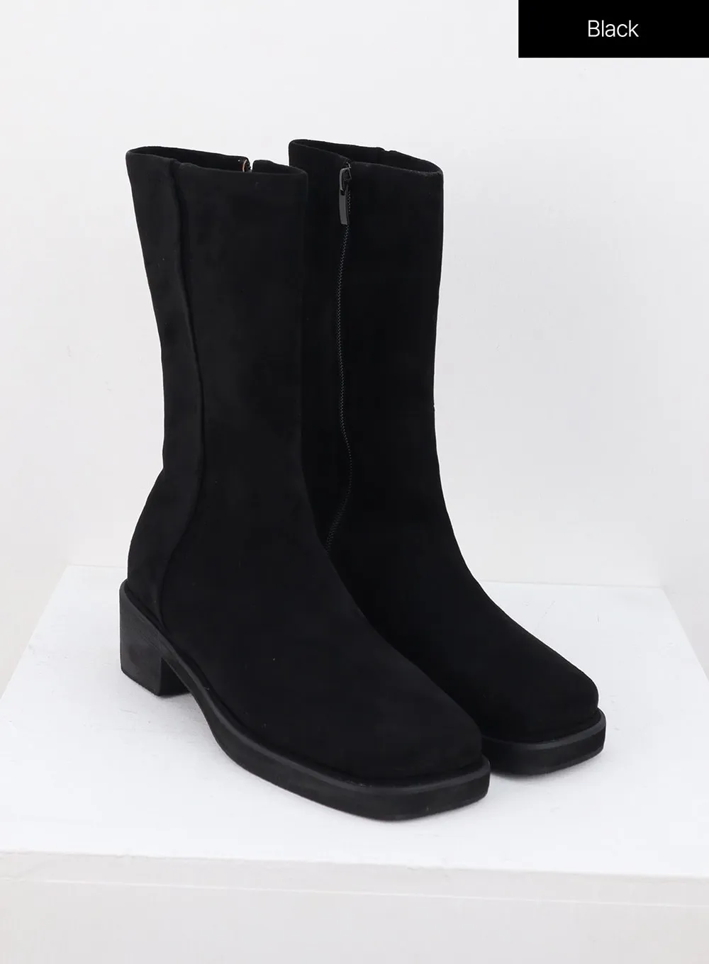 Faux Leather Side Zip Boots OS302
