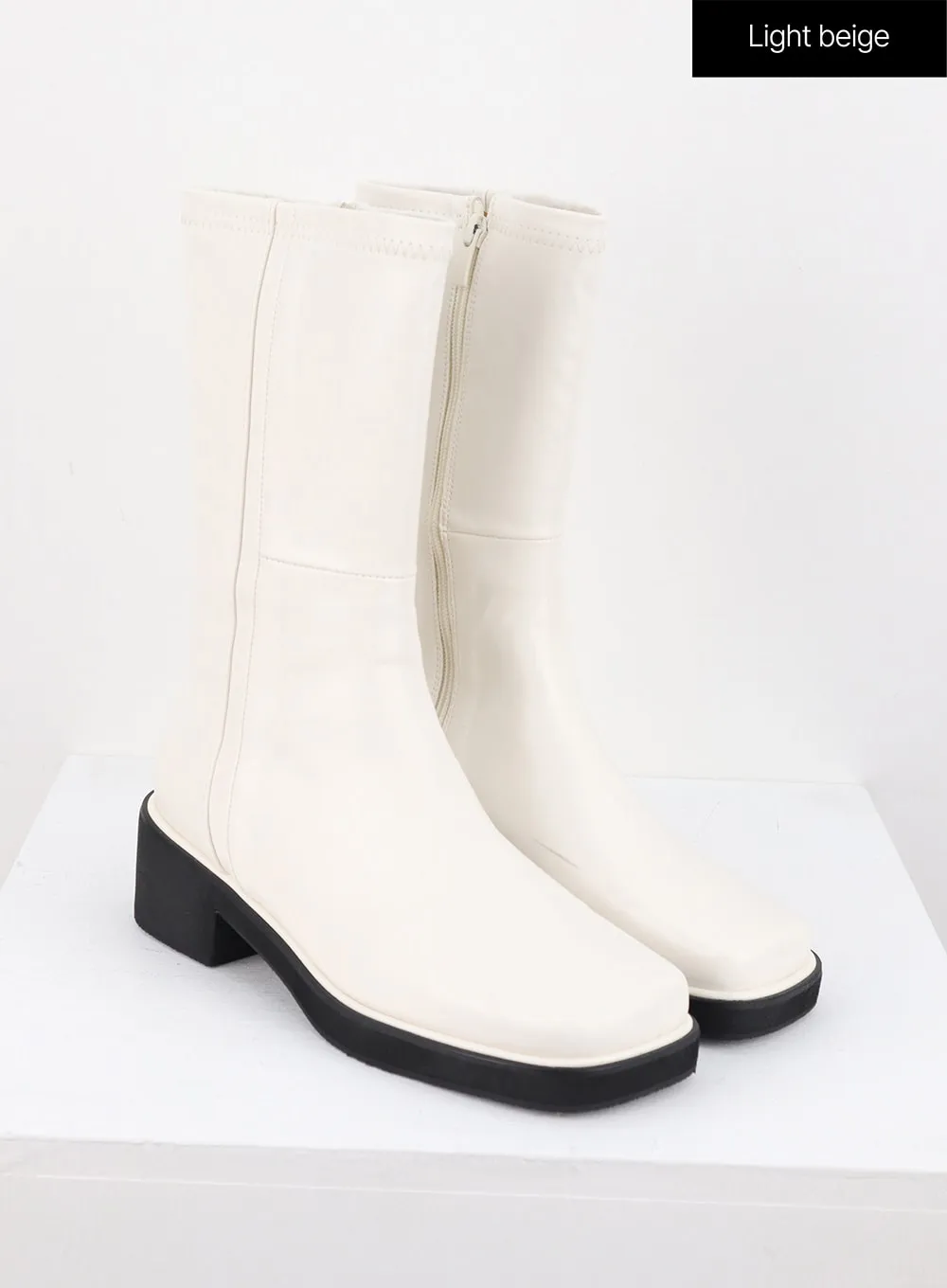 Faux Leather Side Zip Boots OS302